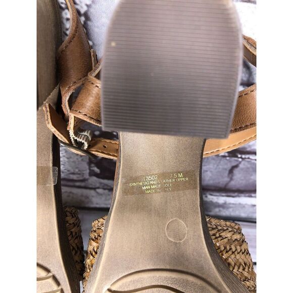 Mariella Brown Leather Woven Cross AnkleStrap Heel Sandals Women Sz 7.5M US/38EU - Picture 15 of 16